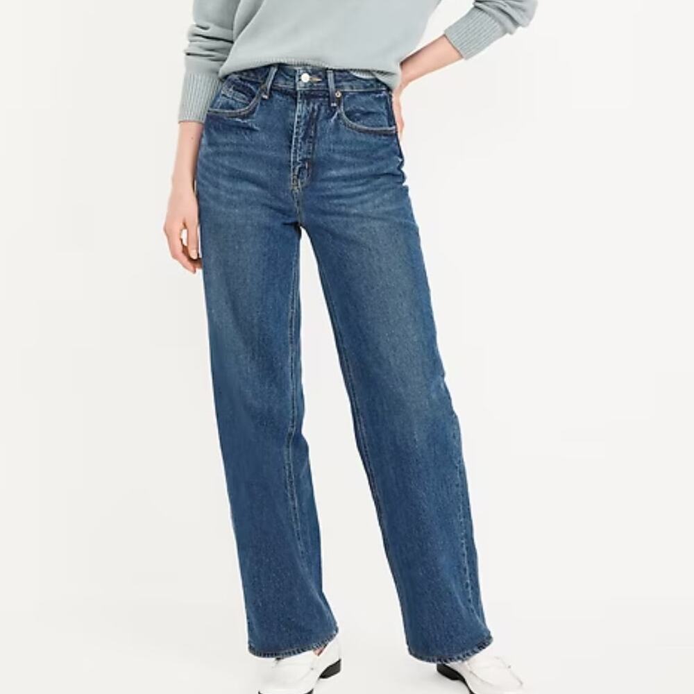Old Navy Extra High Rise Sky-Hi Wide Leg Dark Wash Jeans Size 6 High Rise